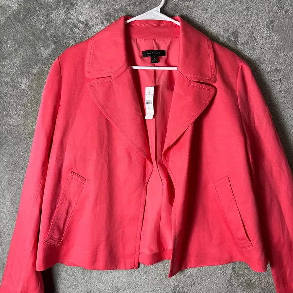 Ann Taylor Coral Pink Lyocell Linen Jacket Modern‎ Minimalist Chic Medium New - Image 2