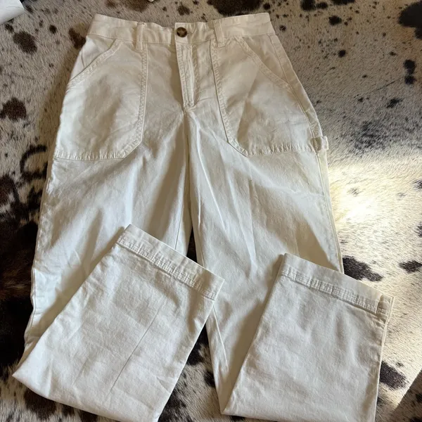MARINE LAYER Cream Maya Slim Straight Utility Pants Size 6‎ - Image 7