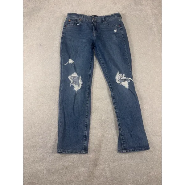 GAP Jeans Women's Blue 6/28 Distressed Regular‎ Girlfriend Mid Rise Wash Denim - Image 2