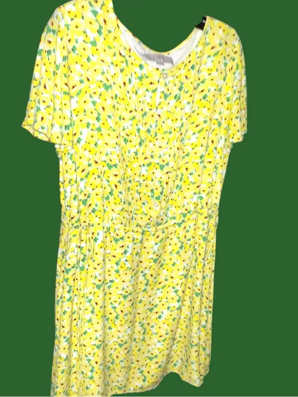 Loft brand adorable Yellow Floral Short-Sleeve Midi Dress - Image 8