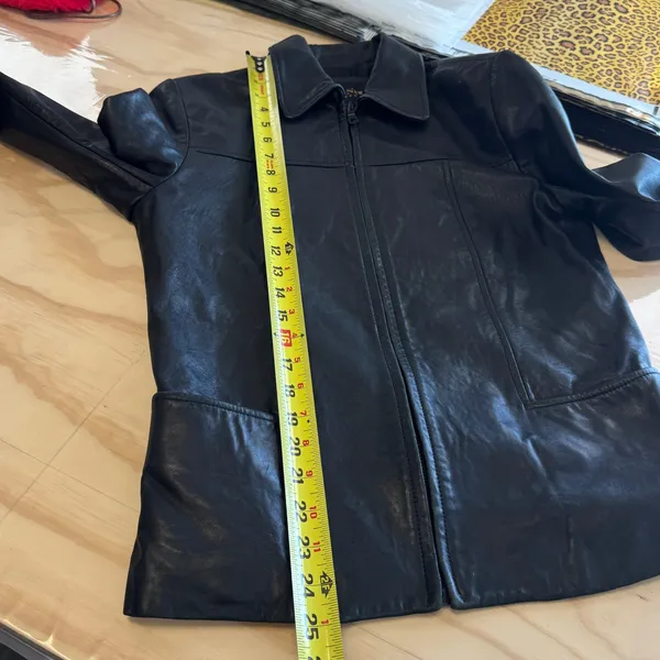 Vintage Andrew Marc NY Genuine‎ Leather Women's Jacket Zip Front Collared Small Black - Image 12