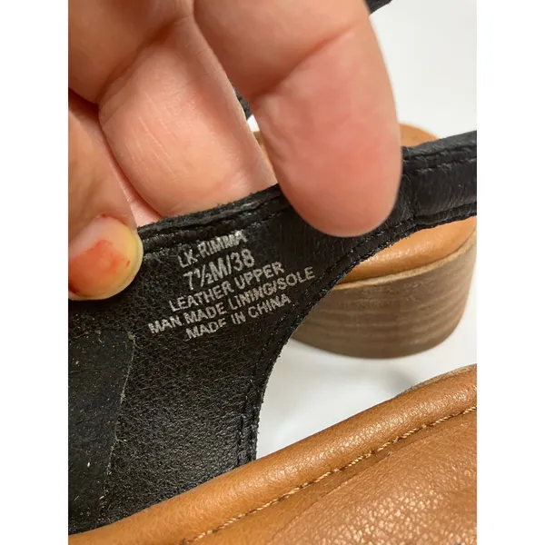 Lucky Brand Rimma Sandals Women 7.5 Black Excellent Leather Slingback Block Heel - Image 4