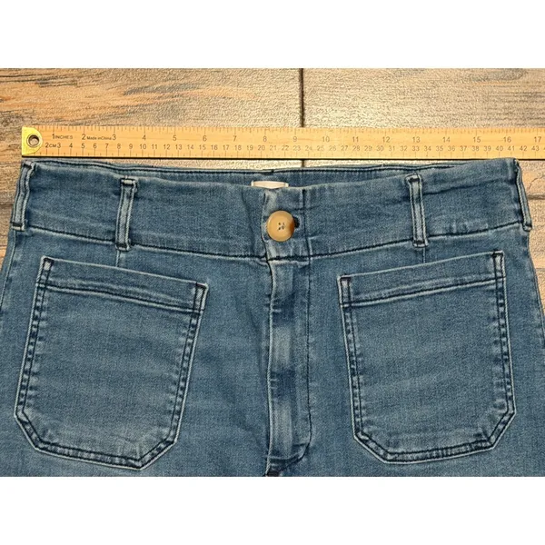 Maeve The Colette Wide Leg Jeans High Rise Cropped Blue Size 32 Anthropologie - Image 6