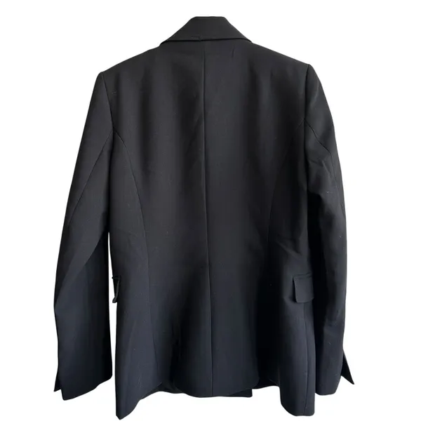 NWT Zara Blazer Black Sz M Military Double Breast Fitted Logo Embroidery - Image 2