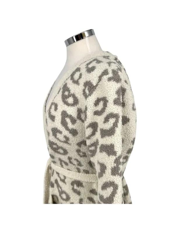 Comfyluxe Leopard Print Luxury Soft Robe Cream Ivory Gray One Size NWT Cozy Core - Image 5