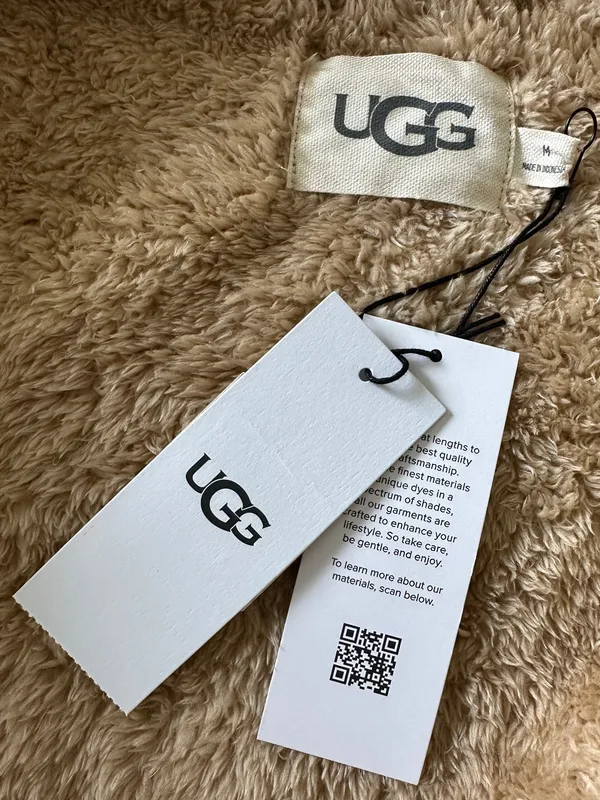 UGG Aarti Hooded Teddy Sherpa Fleece Robe in San Camel Beige NWT Sz. M - Image 12