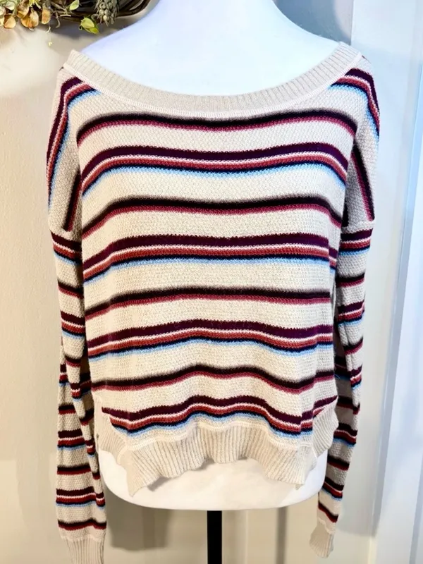💥Free People Beach Road Trip Alpaca Blend Striped Boxy Sweater Sz S💛 - Image 12