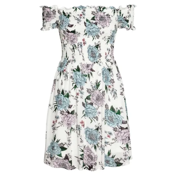 Y2K Divided Floral Smocked Dress Size 16 - Image 2