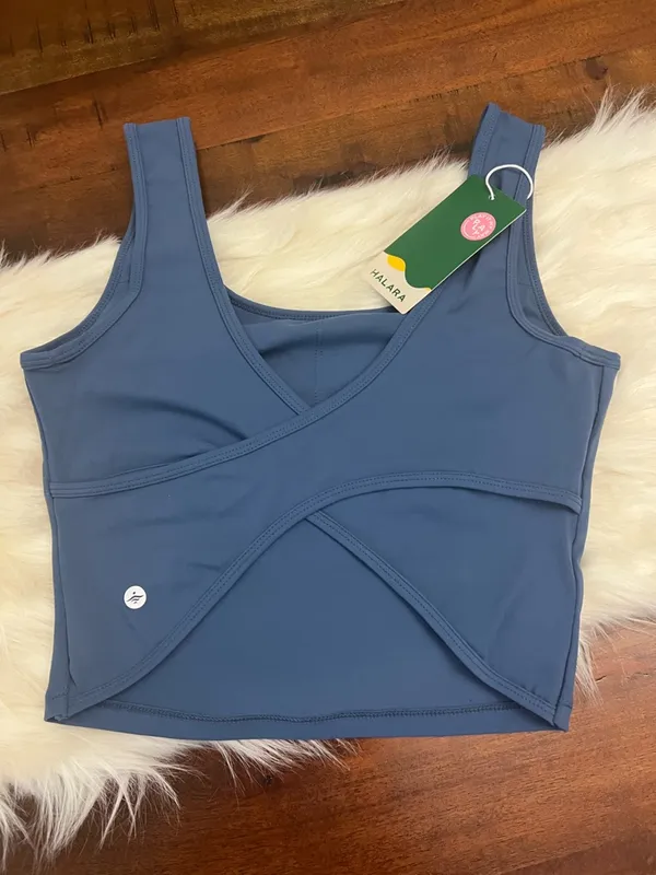 Halara Electric Blue U Neck Crossover Barre Ballet Tank Top Small NWT - Image 4