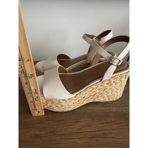 Universal Threads Wedge Sandals Womens 8.5 Cream White Espadrille Platform Strap - Image 12