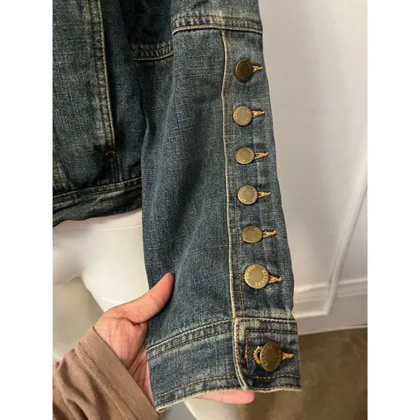 Vtg Moschino Womens Denim Jacket 12 Grunge Steampunk Alternative Western Luxury - Image 9