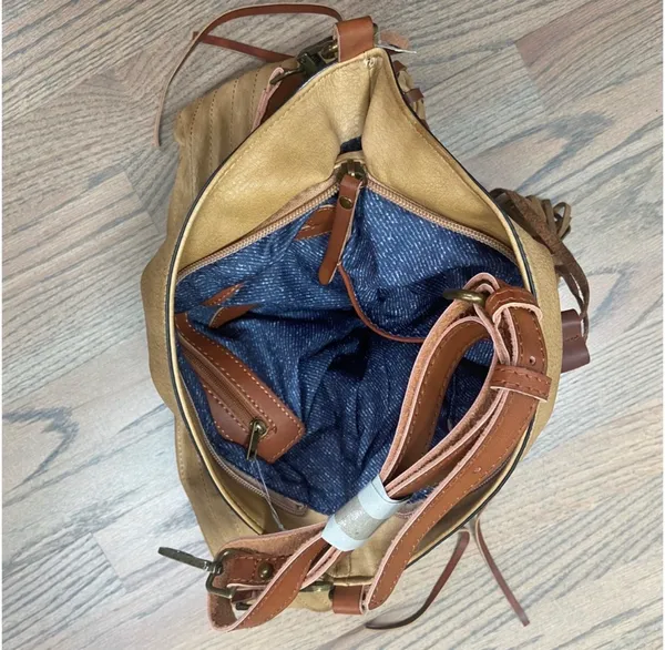 Altar'd State Hobo Style Laced Tan Purse with Fringe Tassels - Image 3