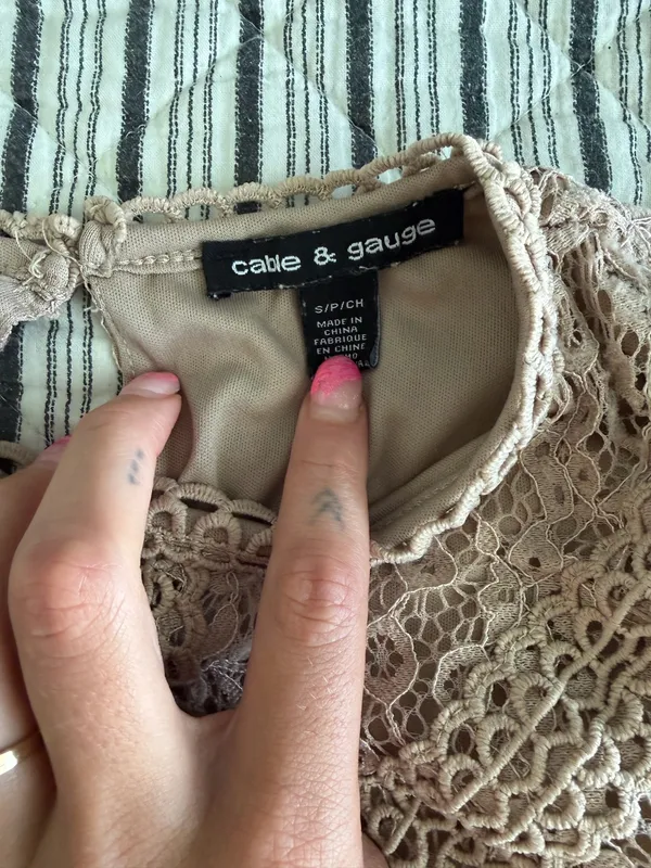TJ Maxx Tan Lace Top - Image 3