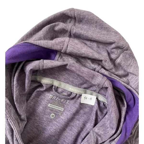 Nike Purple Dri-fit Running Athletic Top Hoodie Thumb Hole Insert Size M | 42-11 - Image 4