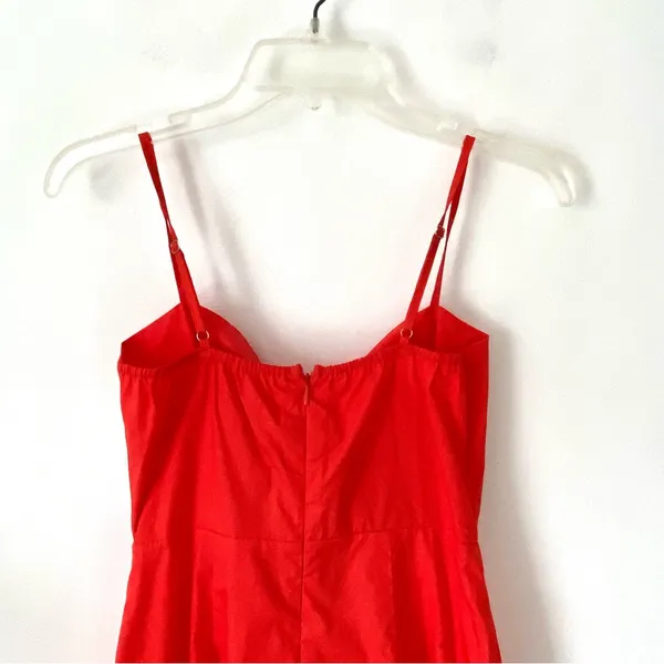 COMMENSE NWTs Embroidered Bow Detail Red Cami Midi Dress size small - Image 7
