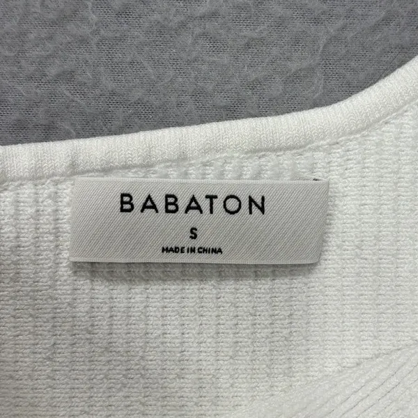 Babaton Crop Top S One Shoulder White Ribbed Knit Asymmetrical Aritzia 75721 - Image 3