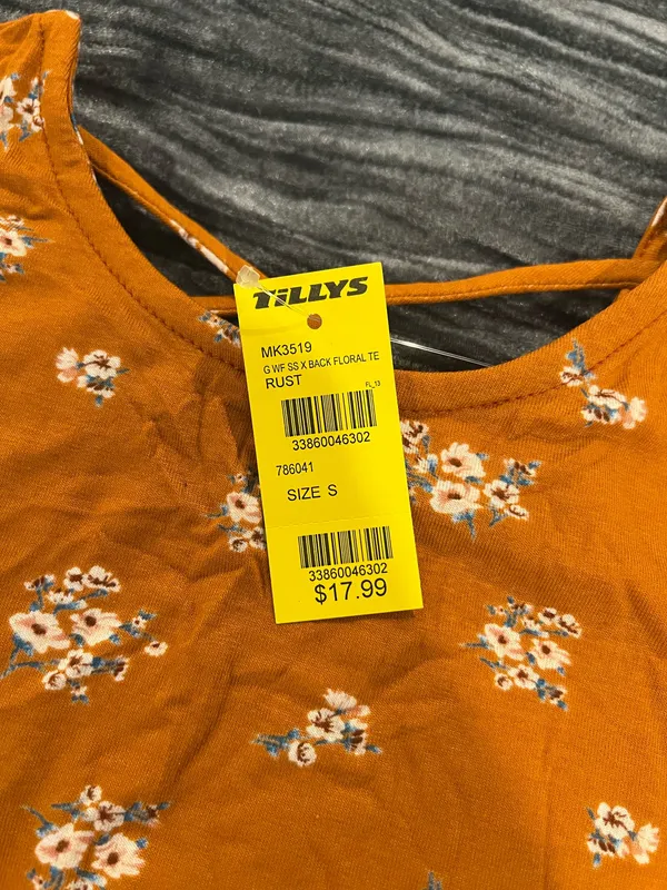 Tilly's Orange Floral T-Shirt Size S - Image 2