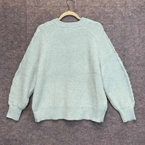 DESIGN HISTORY Sweater Womens XXL Mint Green Cable‎ Knit Split Neck Pullover NWT - Image 3
