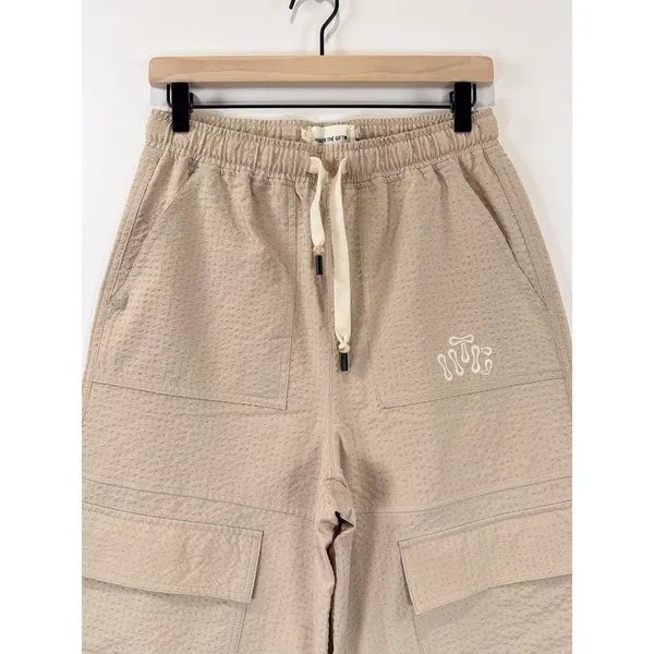 Honor The Gift Womens Pants Beige Waffle Cargo Wide Leg High Rise Baggy Small - Image 5