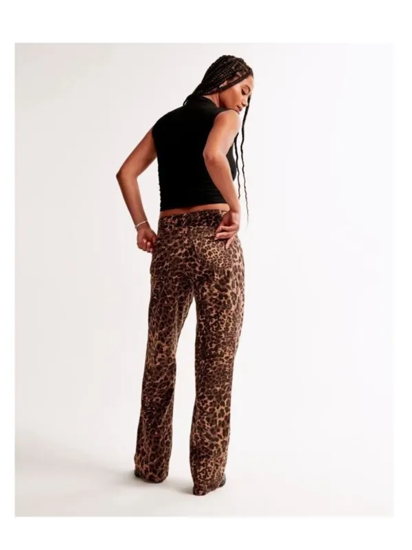 Abercrombie The Baggy Low Rise Curve Love Leopard Jeans Sz 26 - Image 2