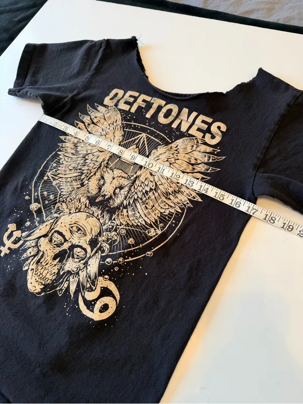 DEFTONES reworked graphic Tee, one of a kind, black and tan, cotton, size S - Image 5
