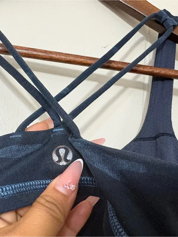 Lululemon Energy Bra Blue Black Camo Strappy Sports Bra Size 4 - Image 2
