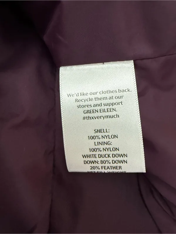 Eileen Fisher Down Puffer Vest High Collar in Plum Size Medium - Image 5