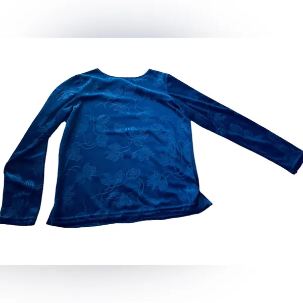 Rendezvous Vintage 90s Blue Velvet Goth Witchy Whimsygoth Moody Floral Top - Image 2