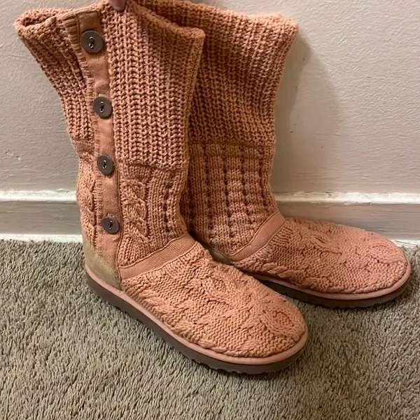 UGG Knitted High Boots in Orange Salmon Women’s Size 8 - Image 2