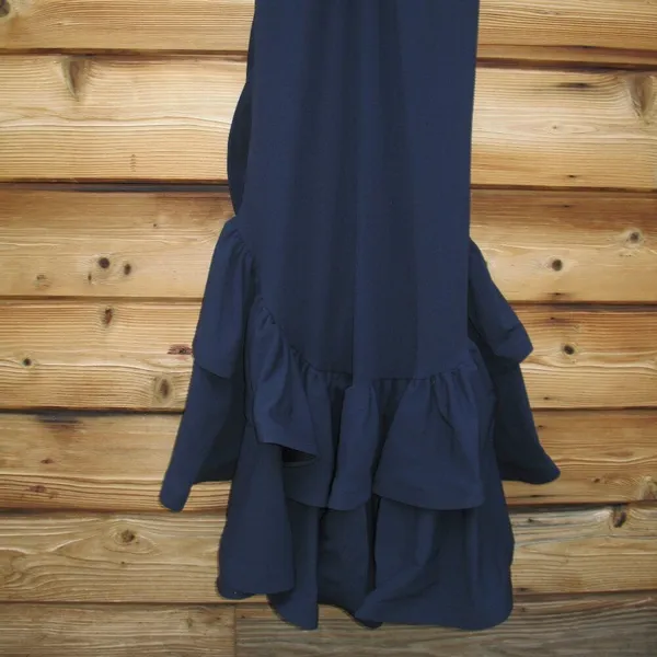 NWT Betsy & Adam Arielle Blue Size 2 Ruffle Hem Halter Gown Dress - Image 12