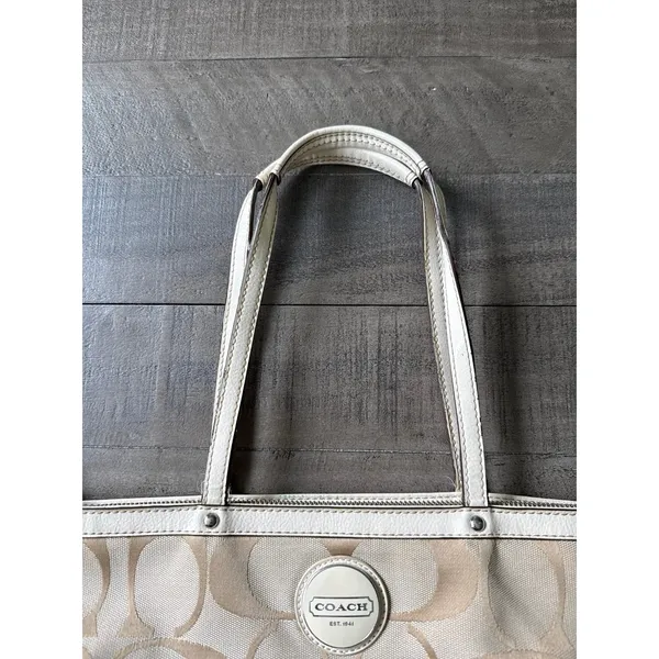 Coach Signature Stripe Zip Top Tote‎ Y2K A1160-F17433 Khaki canvas cream Strip - Image 3