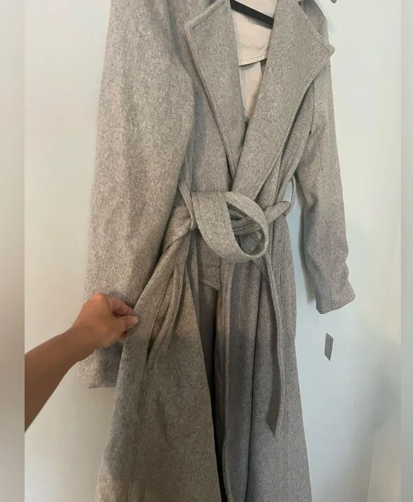 Free People Sierra Coat Wool Blend Wrap Jacket Gray Oversized Collar Size XS NWT - Image 6