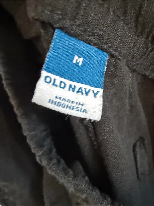 Old Navy High-Waisted Linen-Blend Wide-Leg Pants Black Jack - Image 2