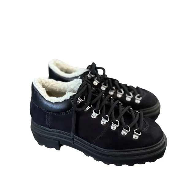 SCHUTZ Lucille Lace Up Sherpa Leather Suede Clogs Mules Sneakers - Image 8