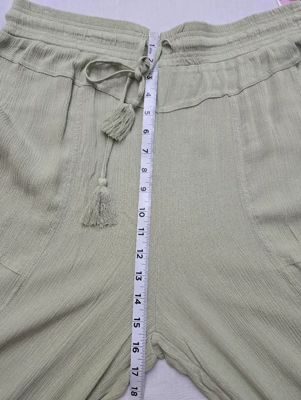 Rewash Tiered Wide-Leg Drawstring Pants in Light Olive Green Size XL - Image 7