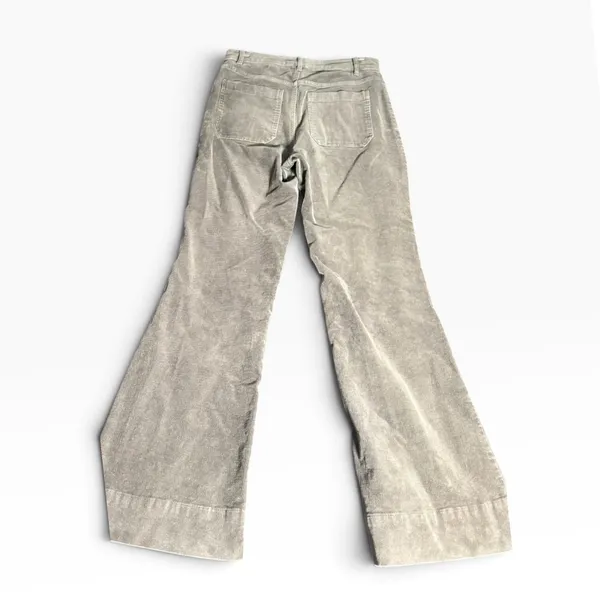 HM Women Olive Green Gray Corduroy High Waist Wide Leg Flare Pocket Pants 8 - Image 3