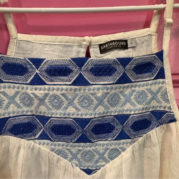 Earthbound White Boho‎ Sleeveless Halter Mini Sundress - Image 2