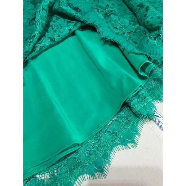 Diane von Furstenberg Fifi Dress‎ Womens Size 14 Green Lace V-Back Mini Cocktail - Image 12