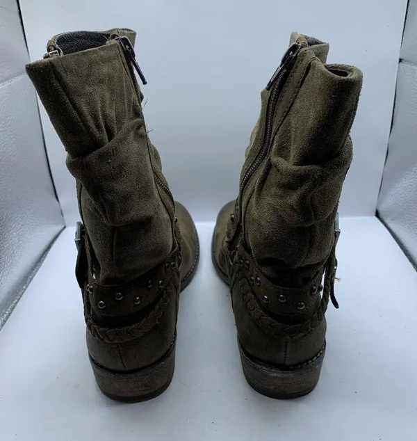 Matisse Outback Mid Calf Boots size 7.5M tan brow leather Buckle - Image 4