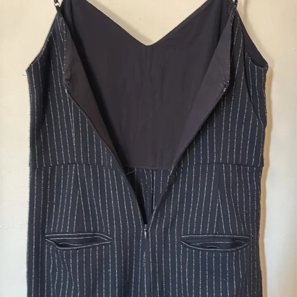 Anthropologie Size 2 Black Wide Leg‎ Pin stripped Jumpsuit - Image 10