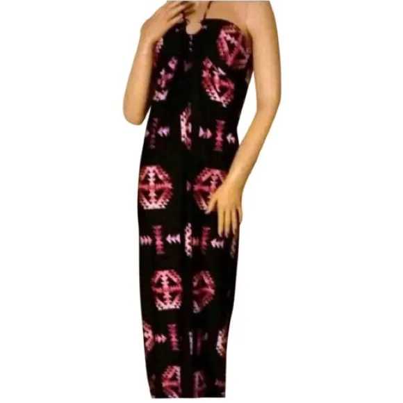Gorgeous Black & Pink Aztec Maxi Dress | Strapless Summer Maxi | NWT - Image 2