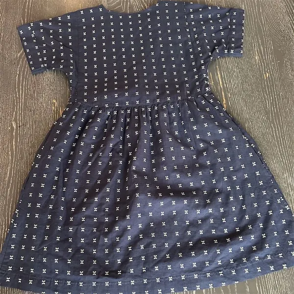 Madewell V-Neck Dolman Sleeve Mini Babydoll Dress Navy Textured Dot Women's - Image 7