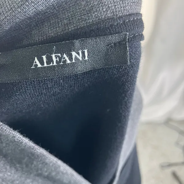 Alfani Black Zip‎ Bomber Jacket Sweatshirt Small Cotton Knit Grey Pockets New - Image 9