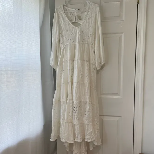 Free People Mockingbird White Eyelet Tiered Maxi Dress - Image 4