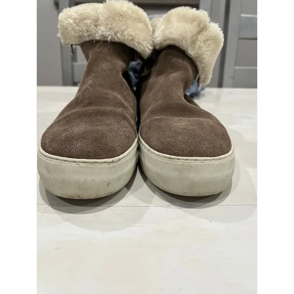 J‎ SLIDES faux fur lined rubber sole high top zipper side slip on shoes Size 8 - Image 7