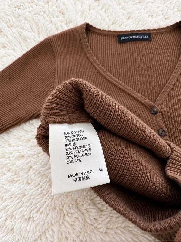 Rare Y2K Brandy Melville Collin Ribbed Cardigan – Brown - Image 8