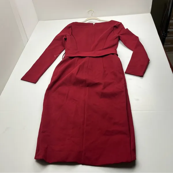 Lavish Alice Ruby Long‎ Sleeve Ponte Midi Dress Burgundy Womens US Size 6 NEW - Image 13