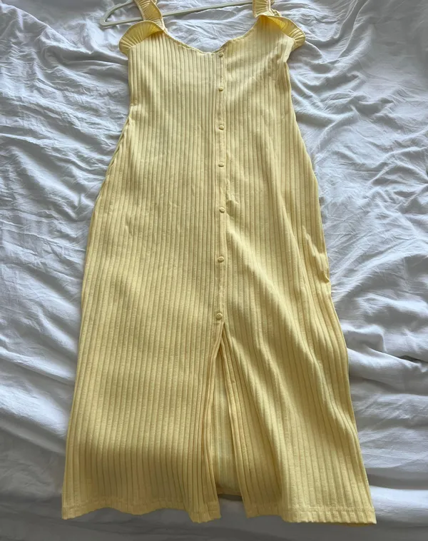 ZARA Butter Yellow Ruffle Sleeve Midi Dress - Image 3