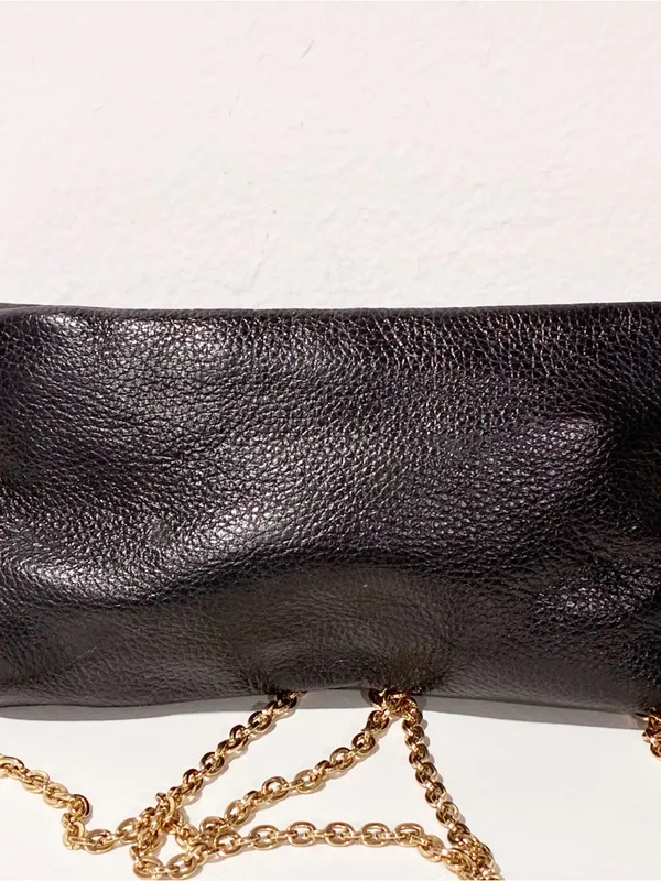 Tori Burch Black Pebble Leather Gold Logo Soft Clutch Wallet Bag Purse - Image 6