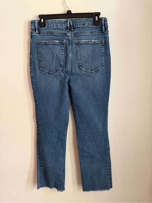 Good American Good Legs Jeans Womens 8/29 Cropped Flare Raw Hem Medium Wash - Image 3